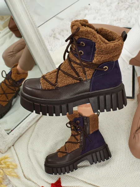 Damskie botki workery z kożuszkiem Cindora