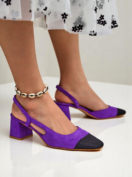 Royalfashion Damskie czółenka na niskim obcasie z ozdobnym noskiem Eleganzo