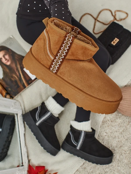 Krótkie buty a'la śniegowce damskie Pravel