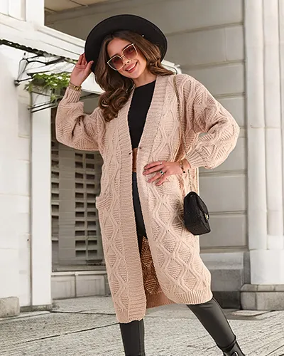 Royalfashion Dzianinowy damski sweter typu narzutka