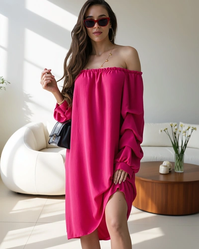 Royalfashion Gładka damska sukienka a'la hiszpanka z falbankami