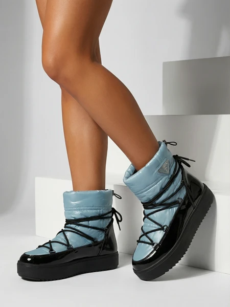 Royalfashion Wsuwane botki a'la śniegowce damskie w kolorze niebieskim Vevnose