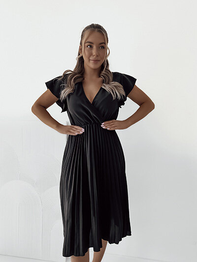 Royalfashion Damska plisowana sukienka midi