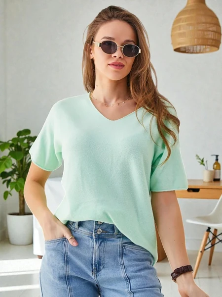 Royalfashion Тонкий жіночий светр з коротким рукавом