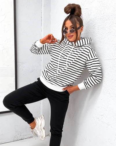 Royalfashion Bawełniany damski komplet dresowy w paski