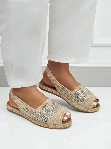 Royalfashion Damskie sandały espadryle damskie z cyrkoniami Belle Sparkle