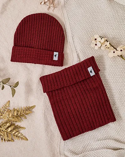 Royalfashion Komplet zimowy uniwersalny- czapka typu beanie z kominem