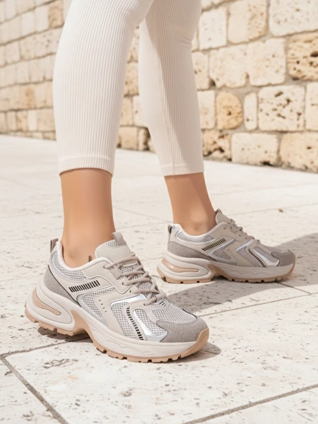 Aurelia Luna damskie sneakersy Royalfashion sznurowane ecru