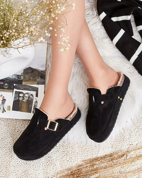 Royalfashion Kapcie damskie z kożuszkiem i klamrą Kajis