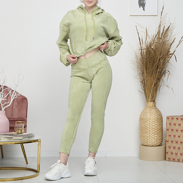 Royalfashion Zielony damski komplet sportowy bluza i legginsy