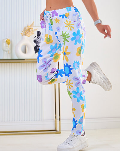 Royalfashion Spodnie damskie materiałowe w kwiaty