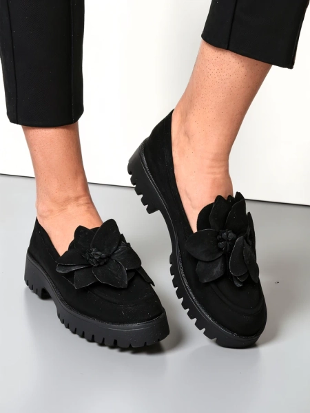 Royalfashion Eko zamszowe mokasyny damskie z kwiatem Floverse