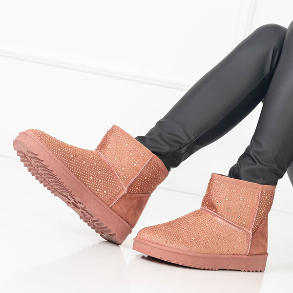 Royalfashion Ciemnoróżowe damskie buty a'la śniegowce z cyrkoniami Rudis