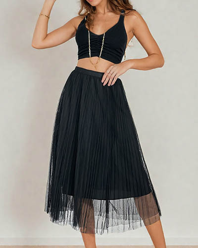 Royalfashion Damska dwuwarstwowa spódnica midi