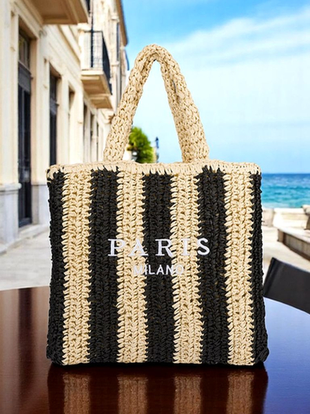 Royalfashion Duża słomiana torebka damska Straw Stripe