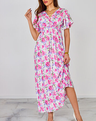 Royalfashion Damska sukienka midi w kwiaty