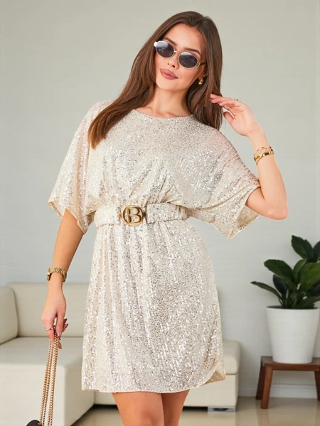 Royalfashion Damska sukienka z cekinami