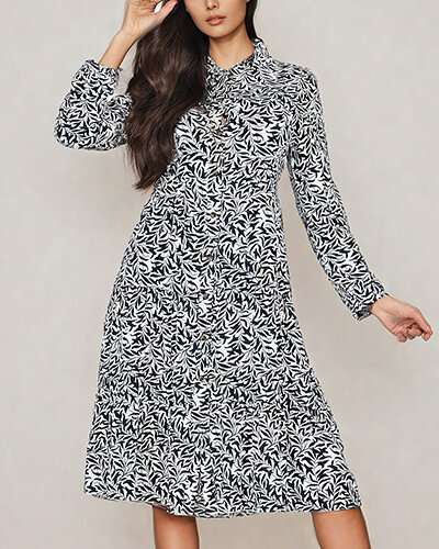 Royalfashion Damska sukienka midi z printem