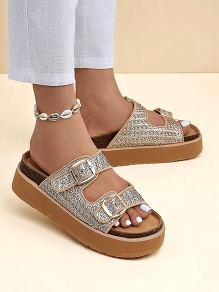 Royalfashion Damskie klapki na platformie Nora Woven