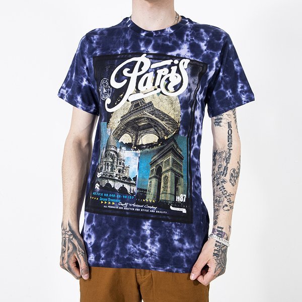 Royalfashion Fioletowa bawełniana koszulka męska z printem