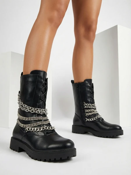 Royalfashion Botki damskie typu workery w kolorze czarnym Goserre