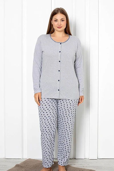 Royalfashion Bawełniana damska 2-częściowa piżama w serduszka PLUS SIZE