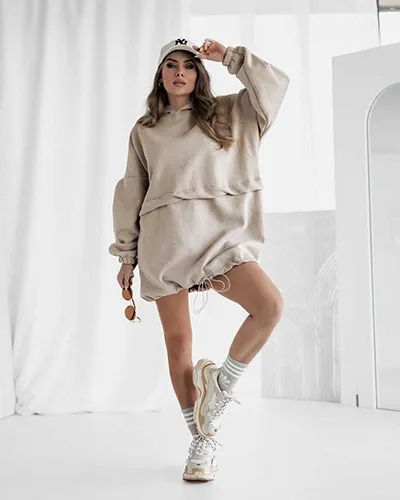 Жіноча бавовняна міні-сукня Royalfashion у стилі худі