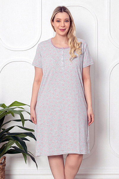 Royalfashion Bawełniana nocna koszula ciążowa i do karmienia w serduszka PLUS SIZE