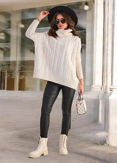 Royalfashion Damski sweter z golfem