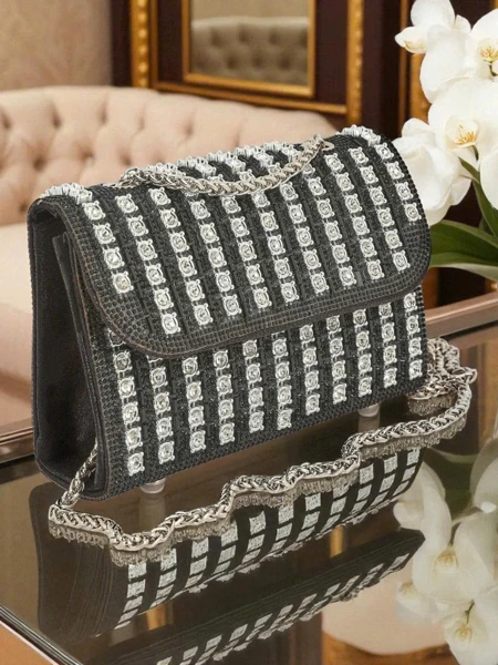 Royalfashion Kopertowa torebka damska z cyrkoniami Elira Dusk