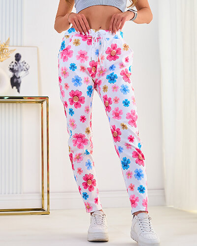 Royalfashion Spodnie damskie materiałowe w kwiaty