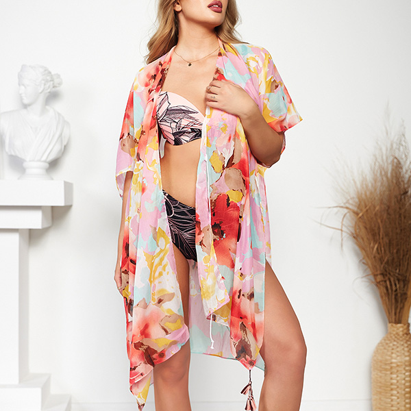 Royalfashion Wzorzyste pareo damskie w kolorze różowym