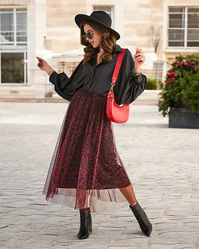 Royalfashion Візерунчаста жіноча міді-спідниця з тюлем.