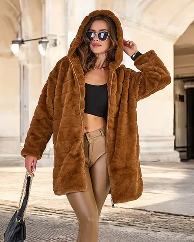 Royalfashion Futrzany damski płaszcz