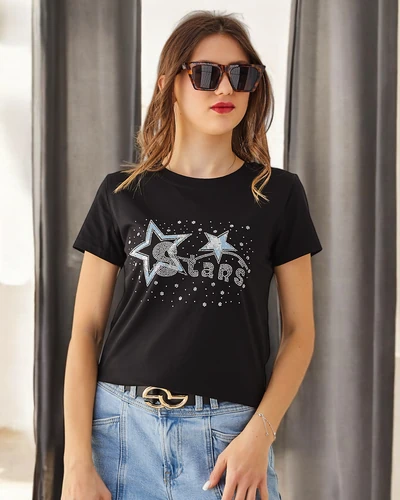 Royalfashion Bawełniany damski t-shirt STARS