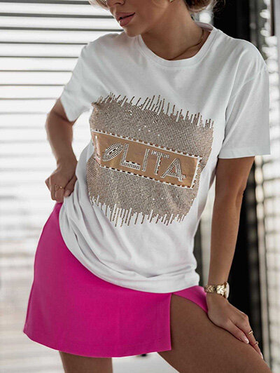 Royalfashion Damski t-shirt z cyrkoniami