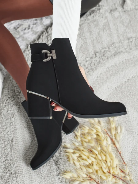 Botki damskie eko skórzane na słupku Ruvina