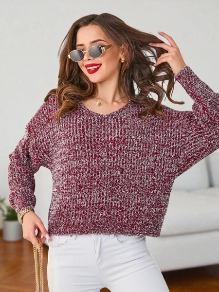 Royalfashion Damski sweter z błyszczącą nicią