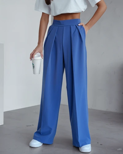 Royalfashion Szerokie spodnie damskie w kant