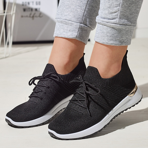 Royalfashion Tkaninowe czarne sportowe buty damskie Ferroni