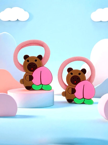 Kolorowe gumki do włosów z motywem misia