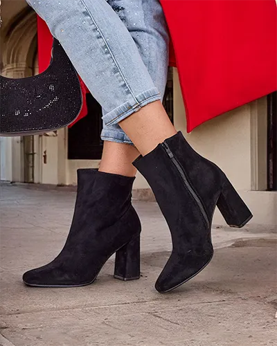 Royalfashion Eko-zamszowe damskie botki na słupku Emoro