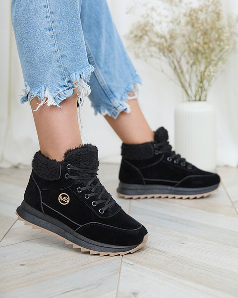 Royalfashion Buty sportowe damskie z ociepleniem w kolorze czarnym Cerrto