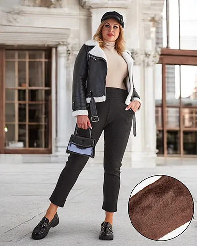 Royalfashion Ocieplane damskie spodnie typu tregginsy PLUS SIZE