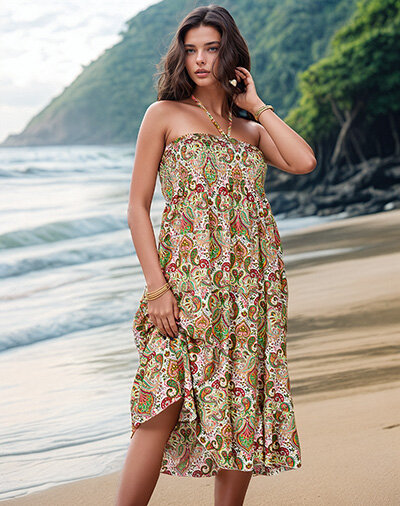 Royalfashion Damska sukienka midi z printem