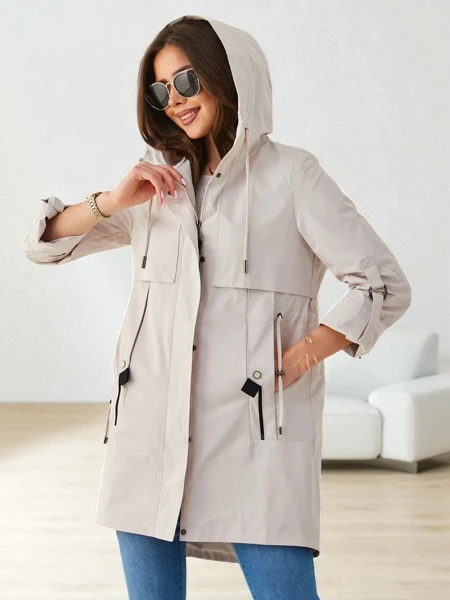 Royalfashion Damska długa kurtka typu wiatrówka