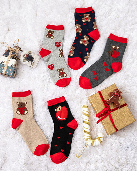 Royalfashion Komplet damskich długich skarpetek w serduszka 5/pak