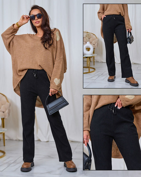 Royalfashion Sztruksowe damskie spodnie materiałowe w kolorze czarnym