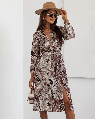 Royalfashion Damska sukienka midi z printem