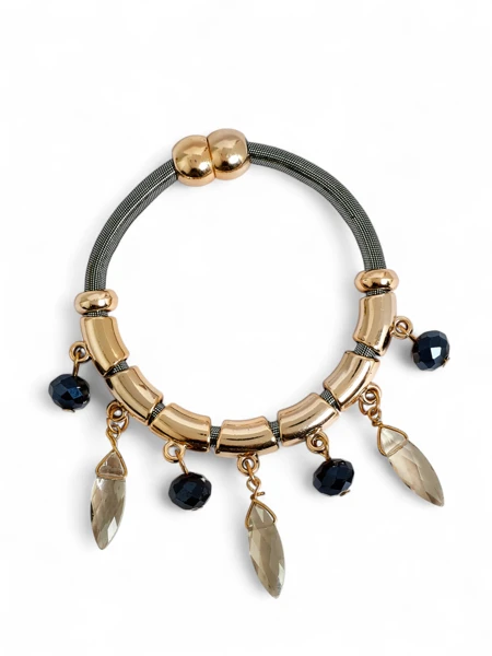 Bransoletka damska z koralikami i brokatem